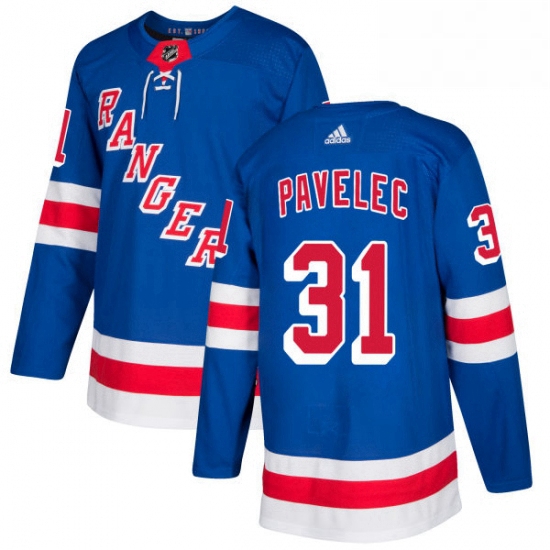 Mens Adidas New York Rangers 31 Ondrej Pavelec Authentic Royal Blue Home NHL Jersey