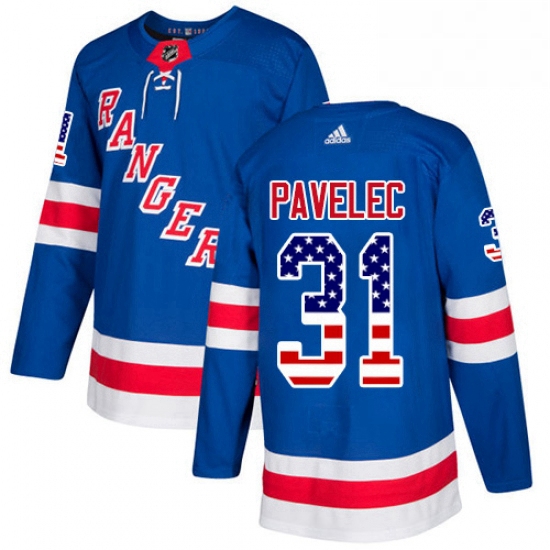 Mens Adidas New York Rangers 31 Ondrej Pavelec Authentic Royal Blue USA Flag Fashion NHL Jersey