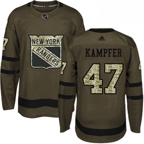 Mens Adidas New York Rangers 47 Steven Kampfer Premier Green Salute to Service NHL Jersey