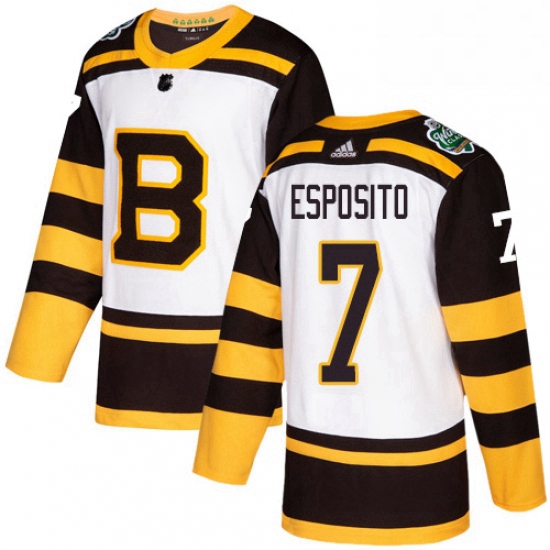 Mens Adidas Boston Bruins 7 Phil Esposito Authentic White 2019 Winter Classic NHL Jersey