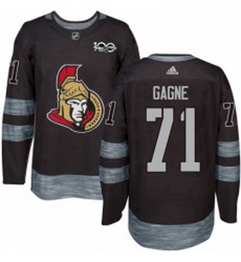 Mens Adidas Ottawa Senators 71 Gabriel Gagne Authentic Black 1917 2017 100th Anniversary NHL Jersey