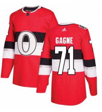 Mens Adidas Ottawa Senators 71 Gabriel Gagne Authentic Red 2017 100 Classic NHL Jersey