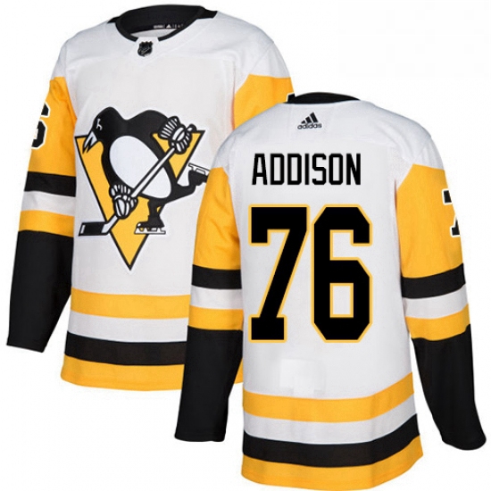 Mens Adidas Pittsburgh Penguins 76 Calen Addison Authentic White Away NHL Jersey