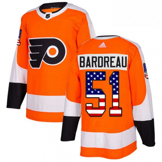 Mens Adidas Philadelphia Flyers 51 Cole Bardreau Authentic Orange USA Flag Fashion NHL Jersey