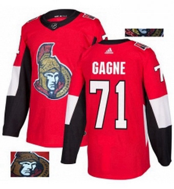 Mens Adidas Ottawa Senators 71 Gabriel Gagne Authentic Red Fashion Gold NHL Jersey