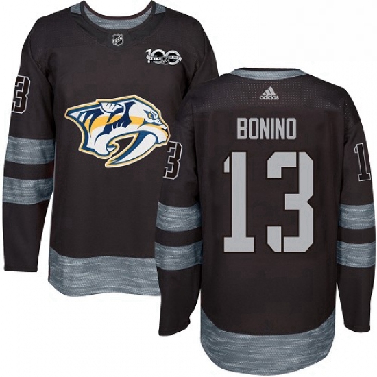 Mens Adidas Nashville Predators 13 Nick Bonino Authentic Black 1917 2017 100th Anniversary NHL Jerse