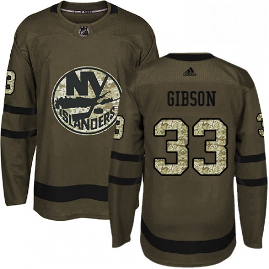 Mens Adidas New York Islanders 33 Christopher Gibson Premier Green Salute to Service NHL Jersey