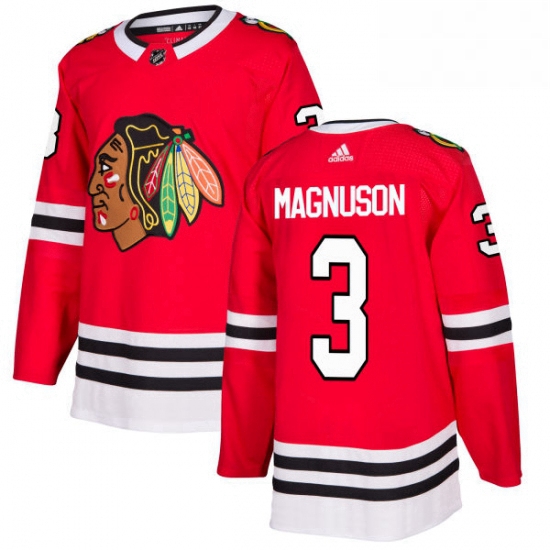 Mens Adidas Chicago Blackhawks 3 Keith Magnuson Authentic Red Home NHL Jersey