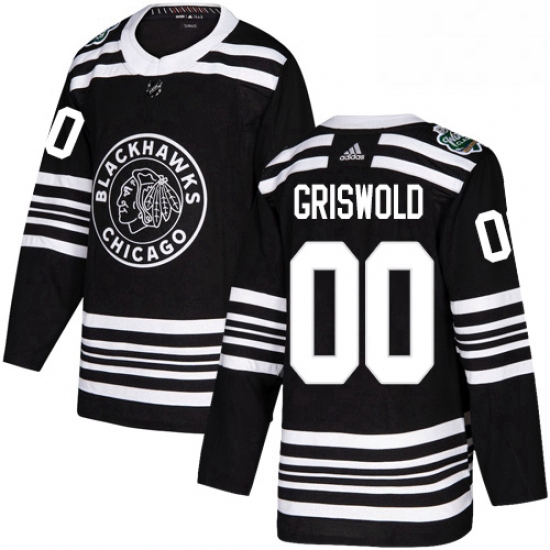 Mens Adidas Chicago Blackhawks 00 Clark Griswold Authentic Black 2019 Winter Classic NHL Jersey