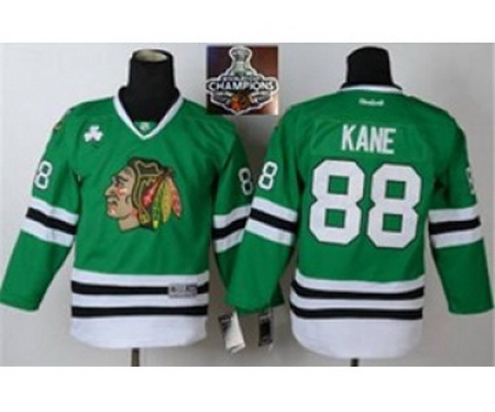 youth nhl jerseys chicago blackhawks #88 kane green[2015 Stanley cup champions]