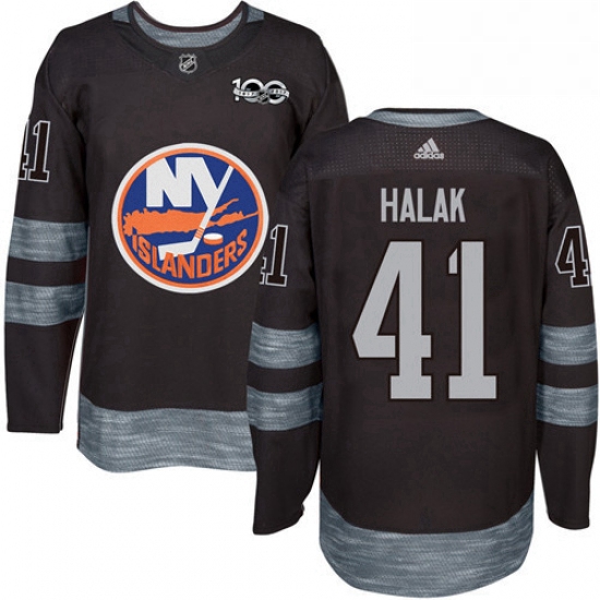 Mens Adidas New York Islanders 41 Jaroslav Halak Authentic Black 1917 2017 100th Anniversary NHL Jer