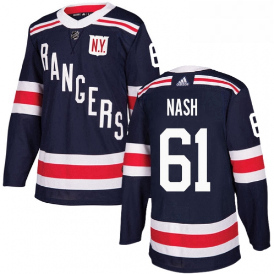 Mens Adidas New York Rangers 61 Rick Nash Authentic Navy Blue 2018 Winter Classic NHL Jersey