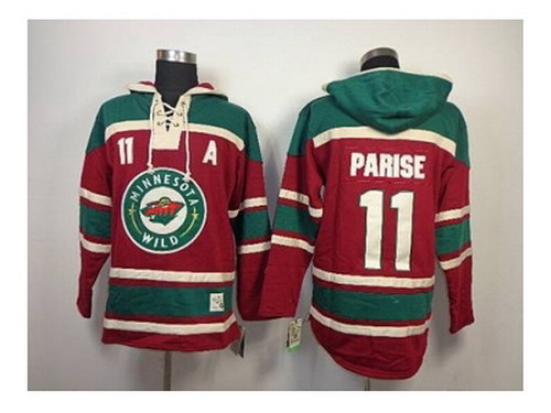 NHL Jerseys Minnesota Wild #11 parise red-green[pullover hooded sweatshirt][patch A][parise]