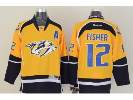 NHL Nashville Predators #12 Mike Fisher Yellow jerseys