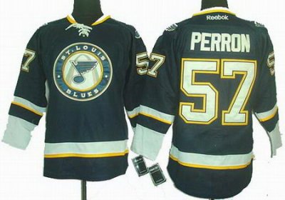 St. Louis Blues 57# David Perron DK blue Jersey