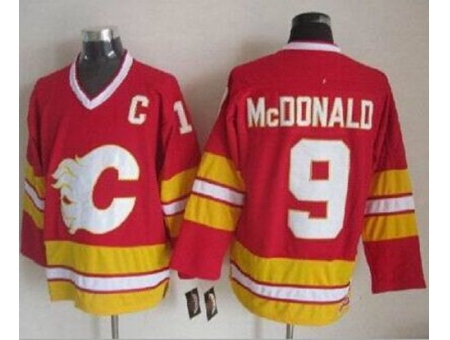 Calgary Flames #9 Lanny McDonald Red CCM Throwback Stitched NHL Jersey