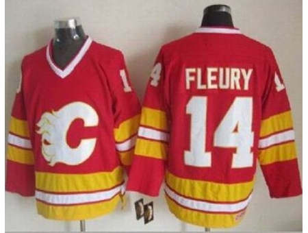 Calgary Flames #14 Theoren Fleury Red CCM Throwback Stitched NHL Jersey