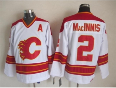 NHL Calgary Flames #2 Al MacInnis White CCM Throwback Jerseys