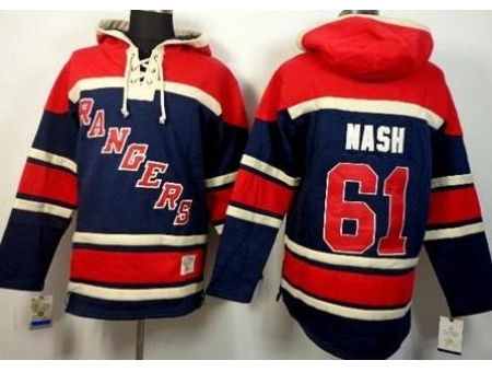 New York Rangers 61 Rick Nash Navy Blue Stitched NHL Sawyer Hooded Sweatshirt