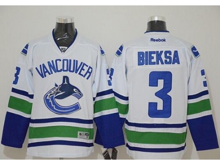 Vancouver Canucks #3 Kevin Bieksa White Stitched NHL Jersey