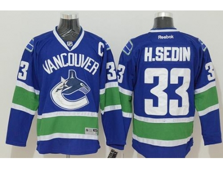 Vancouver Canucks #33 Henrik Sedin Blue Stitched NHL Jersey