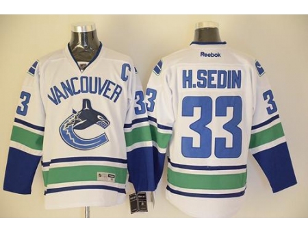 Vancouver Canucks #33 Henrik Sedin White Stitched NHL Jersey