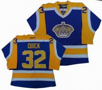 Los Angeles kings 32 Jonathan Quick yellow purple jerseys