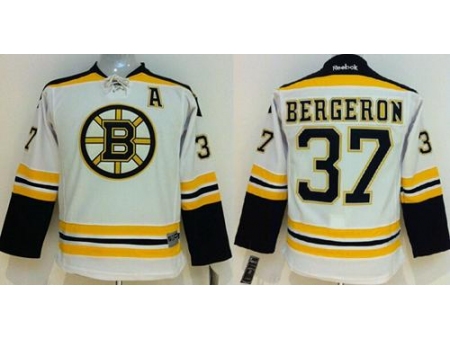 Youth Boston Bruins #37 Patrice Bergeron White Stitched NHL Jersey