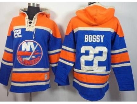 New York Islanders #22 Mike Bossy Blue Stitched NHL Sawyer Hooded Sweatshirt