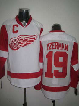 Detroit Red Wings 19 YZERMAN white Jerseys