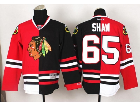 Chicago Blackhawks 65 Andrew Shaw Black Red Split NHL Jerseys