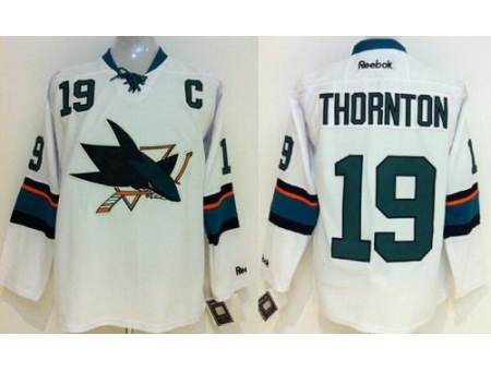 Kids San Jose Sharks 19 Joe Thornton White NHL Hockey Jersey New Style