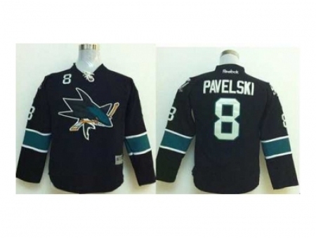 Youth NHL Jerseys San Jose Sharks #8 Pavelski black[2014 new stadium]