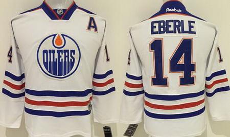 Oilers #14 Jordan Eberle White Stitched Youth NHL Jersey II