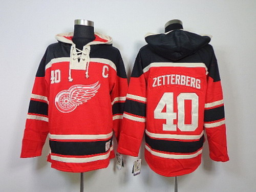 NHL Jerseys Detroit Red Wings #40 zetterberg red[pullover hooded sweatshirt patch C]