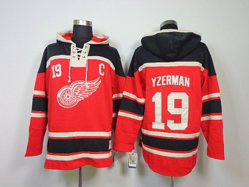 NHL Jerseys Detroit Red Wings #19 yzerman red[pullover hooded sweatshirt patch C]