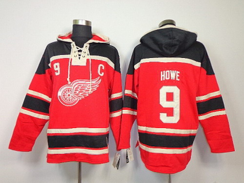 NHL Jerseys Detroit Red Wings #9 howe red[pullover hooded sweatshirt patch C]