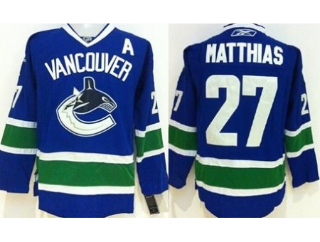 Vancouver Canucks #27 Shawn Matthias Blue Stitched Jersey