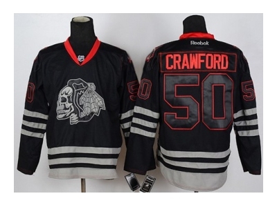 NHL Jerseys Chicago Blackhawks #50 Crawford black ice[the skeleton head]