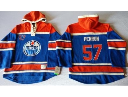 Edmonton Oilers #57 David Perron Light Blue Sawyer Hooded Sweatshirt Stitched NHL Jersey