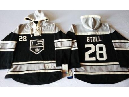 Los Angeles Kings #28 Jarret Stoll Black Sawyer Hooded Sweatshirt Stitched NHL Jersey