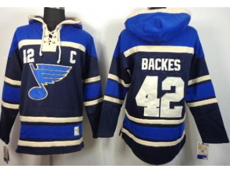 St.Louis Blues 42 David Backes Blue Lace-Up NHL Hoodie