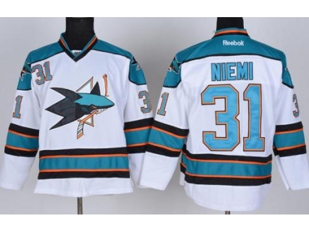 San Jose Sharks 31 Antti Niemi White NHL Jerseys