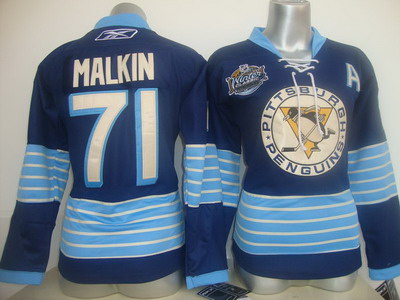 Women Pittsburgh Penguins 71 Malkin 2011 Winter Classic Dark Blue Jersey