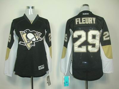 Women Pittsburgh Penguins 29# M. Fleury black jerseys