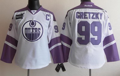 Edmonton Oilers 99 Wayne Gretzky White Women's Fights Cancer Hockey Jersey