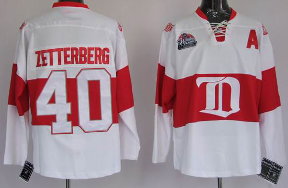 RBK Deroit Red wings #40 Henrik Zetterberg White Winter Classic