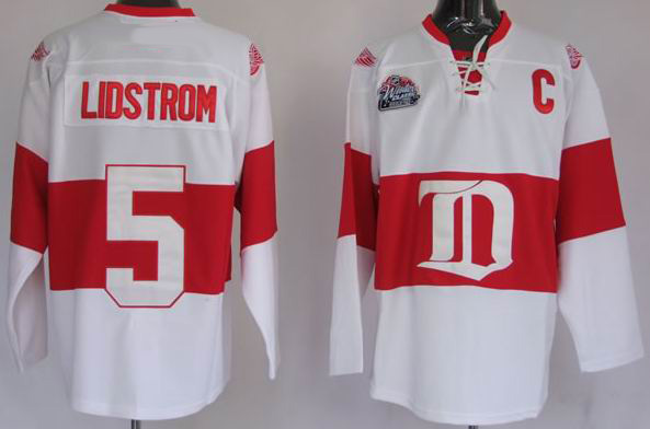 RBK Deroit Red wings #5 Nicklas Lidstrom White Winter Classic