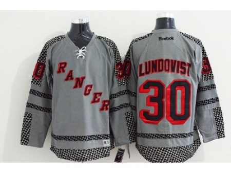 NHL New York Rangers #30 Henrik Lundqvist Charcoal Cross Check Fashion jerseys