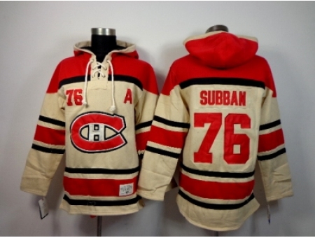 NHL montreal canadiens #76 PK Subban cream[pullover hooded sweatshirt]